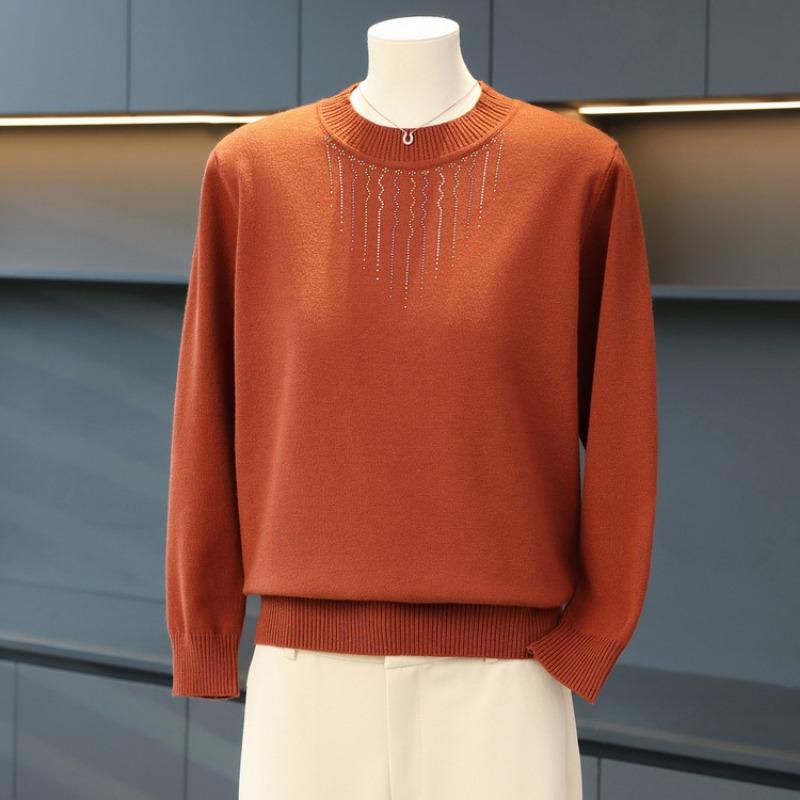 Middle-aged and Elderly Women's Autumn and Winter Sweater Fashion Cardigan Jacket Mother Autumn Knitting Two-piece Set