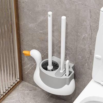 Zachte Rubberen Borstelkop Wandmontage Toiletborstel Wit Grijs Kleur Toiletreiniger Badkamer Schoonmaak