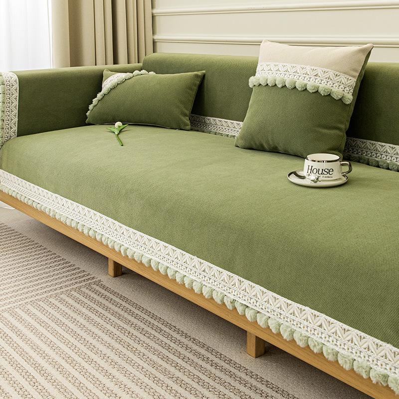 Sofa Cushion Four Seasons Universal Non-Slip Mat Japanese Style Log Style Cream Color Imperial Concubine Four-Seat Cushion