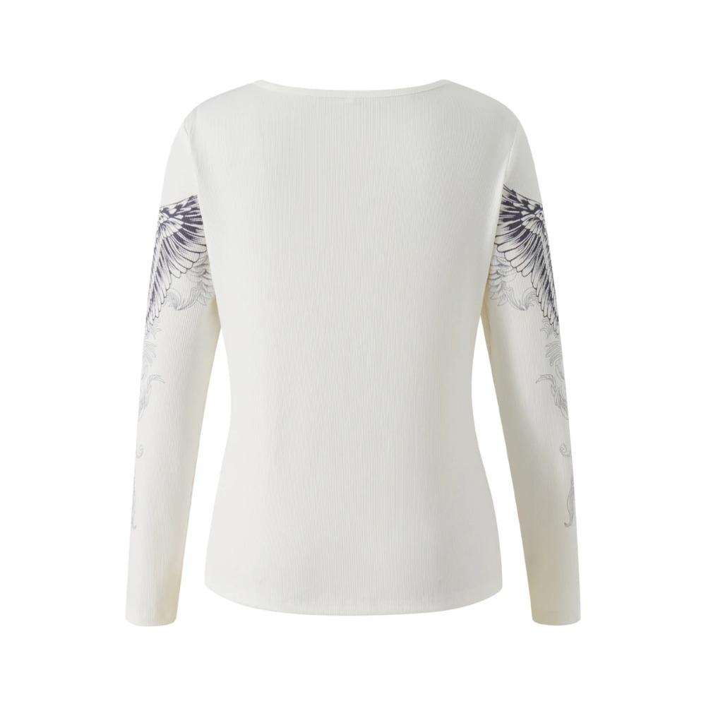 Y2k Graphic Cross Wings Print Long Sleeve Women Grunge Fairy T-shirt Harajuku Tee 2000s Aesthetic Punk Style Clothes Streetwear