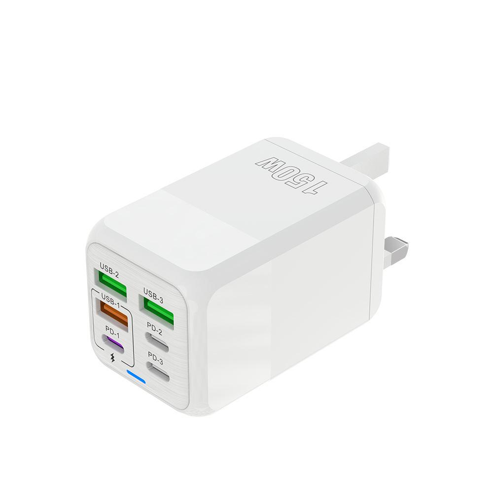 Многопортовое быстрое зарядное устройство 150 Вт с 3 портами USB и 3 портами PD, 5 В/3 А