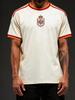 Heren Spaanse Nationale Uitshirt Crème Basis Rood Gouden Schouderstreep Kroonlogo Korte Mouw Voetbal Casual Fan T-shirt Top