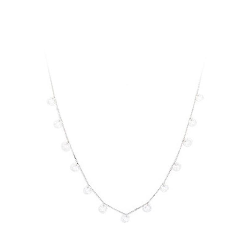 PANJBJ 925 Sterling Silver Trendy Shiny AAA Cubic Zirconia Choker Simple Zircon Necklace For Fashion Girl Gift Fine Jewelry