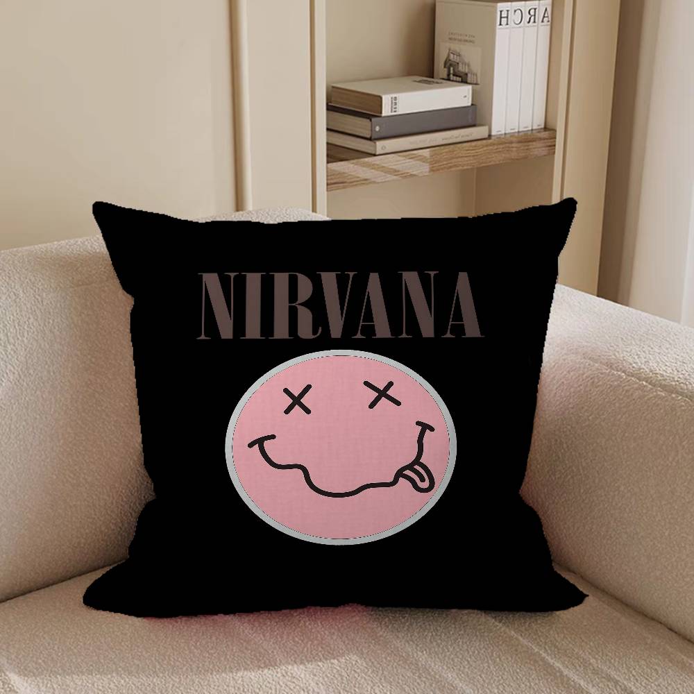N-NirvanaS Logo Decorative Room Aesthetics Pillow Case Home Decor Bedroom Sofa Bed Couch Pillow Cover 45x45