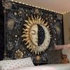 1pc Celestial Sun & Moon Tapestry - Dual Design w/Stars & Floral, Wrinkle-Resistant Wall Hanging for Living Room/Bedroom