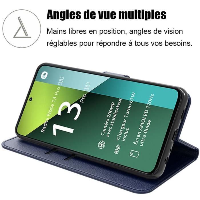 Coque - E.F.CONNECTION - Pour Xiaomi Redmi Note 13 Pro 5G - Antichoc - Cuir PU - Support et Porte-carte