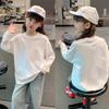 Korean Style Girls' Long Sleeve Cotton T-shirt - Autumn Loose Fit, Medium & Large Sizes, Stylish Base Layer Top