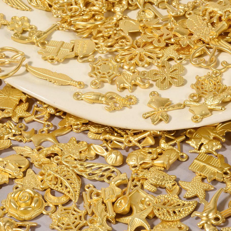30pcs/Lot Random Mix Vintage Silver/Gold Color Bright/Matte Cute Metal Charms For Jewelry Making Supplies Butterfly Pendant Bulk
