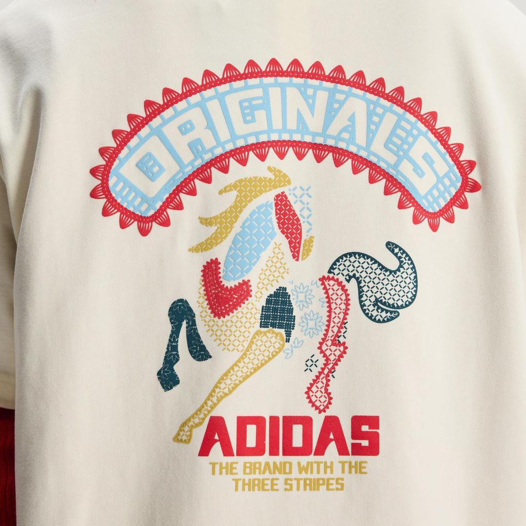 adidas Originals LNY Horse Graphic Regular Fit Crew Neck Short Sleeve T-Shirt Unisex Off White KT0713