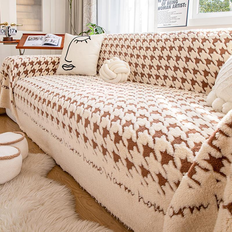 Houndstooth Four-season Universal Sofa Cover Cloth Anti-cat Scratch Sofa Towel Universal All-inclusive Sofa Cushion Sofa Dust Cover