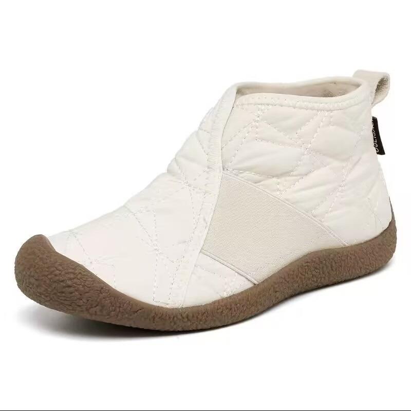 Damen Wasserdichte Winter Stiefeletten, Rutschfeste Warme Faux-Fur Gefütterte Schnee Stiefeletten, Modische Flache Sohle Bequeme Freizeit Schuhe