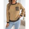 Women S Long Sleeve Striped Pocket Casual Sweater