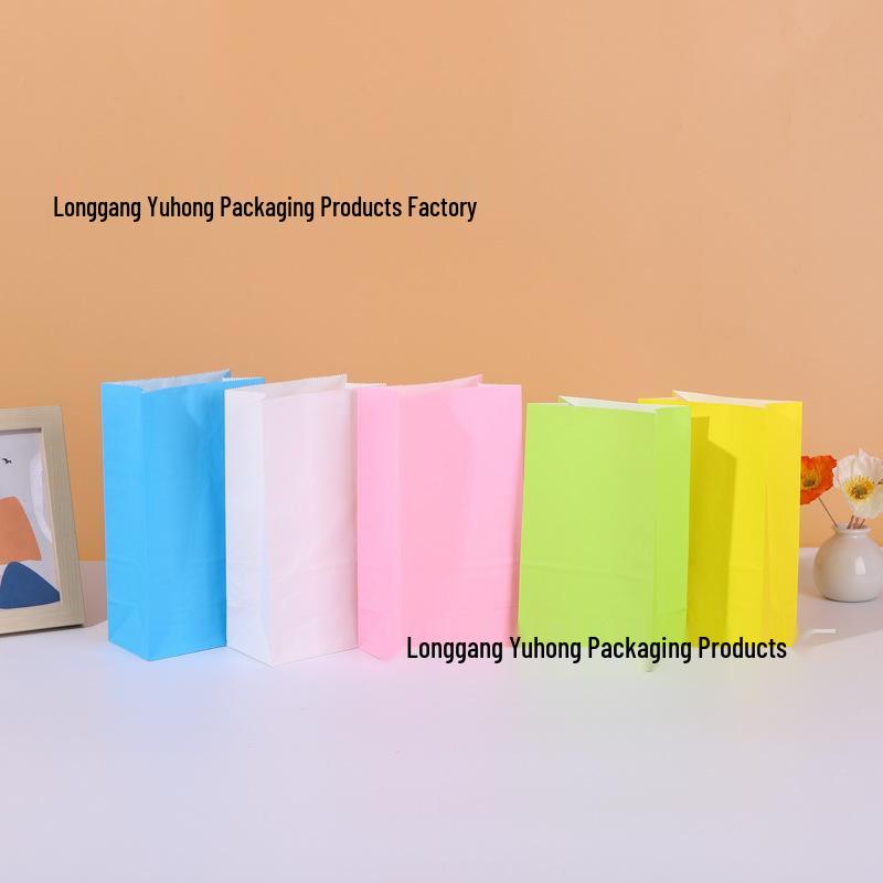 Handle-Free Colored Candy Kraft Paper Bags for Children's Gifts & Snack Storage