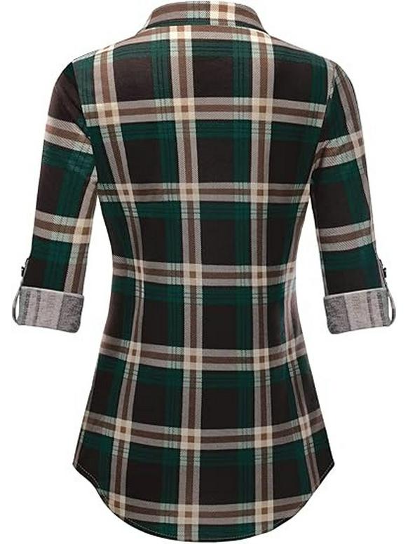 Top Rimodellante a Maniche Lunghe a Quadri Retrò da Donna Autunno/Inverno 2026