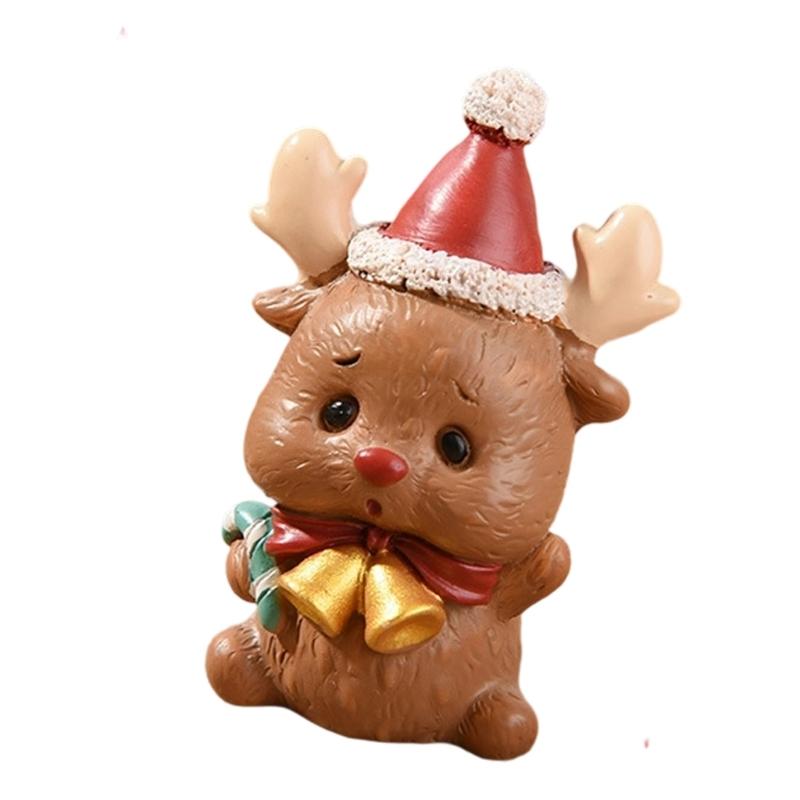  Hand Carved Christmas Resin Animal Figurines Durable Home Decorations