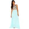 Elegant Women Round Neck Sleeveless Geometric Print Chiffon Dress Long Floor Length Stylish Casual Attire
