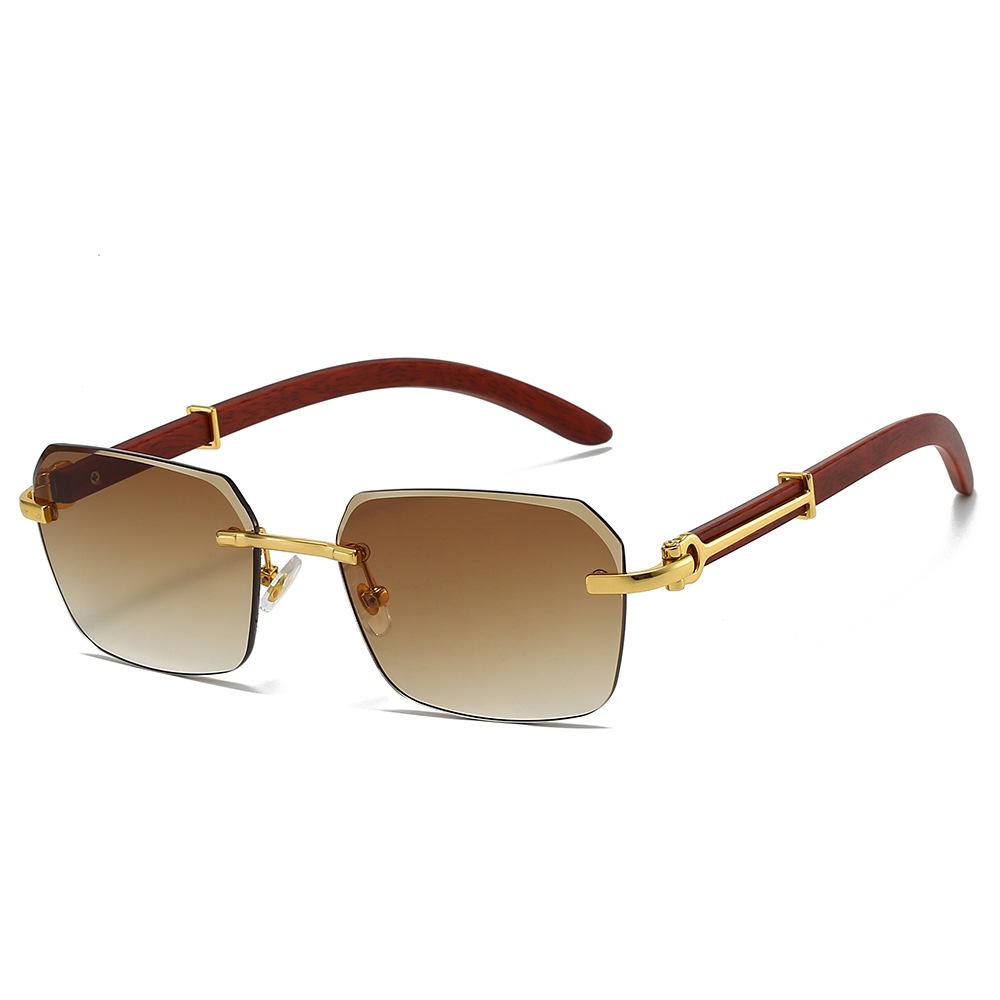 Europe and the United States popular sunglasses light luxury fashion sunglasses frameless rectangular retro pilot sunglasses men and women