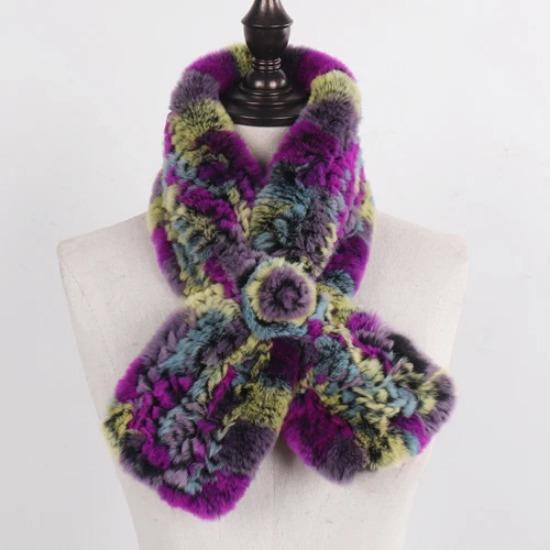 Winter Women Real Rex Rabbit Fur Scarf Natural Warm Soft Rex Rabbit Fur Muffler Lady Genuine Rex Rabbit Fur Scarves