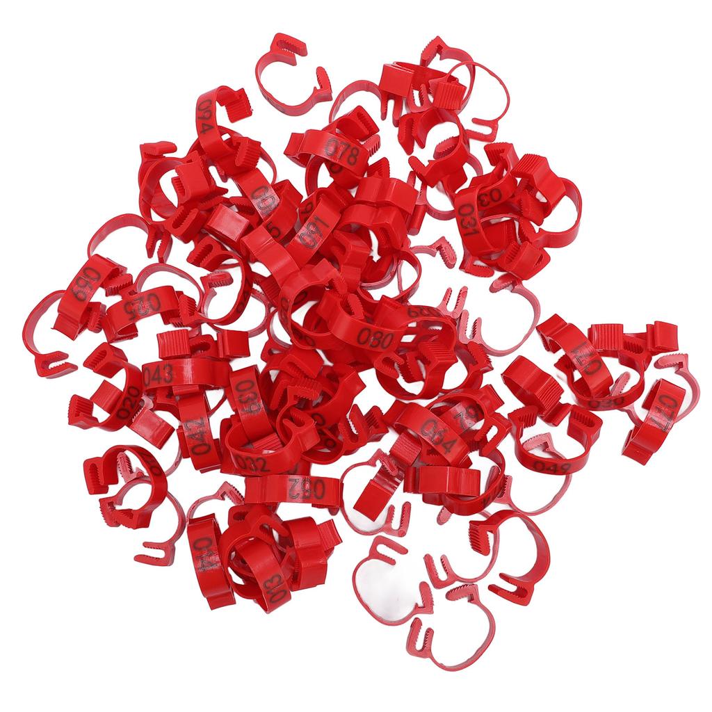 100PCS Chicken Leg Bands 20mm 001 To 100 Numbered Poultry Identification Leg Tags for Chicks Ducks Pigeons Goose Quail