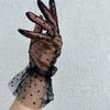 1 Pair Women Thin Short Tulle Gloves Stretchy Lace Spots Sheers Flexible Accessories Full Finger Short Gloves