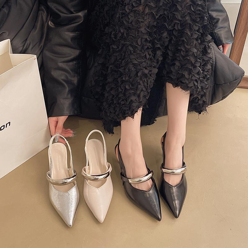 Fashion Heeled Sandals Elegant Women High Heels Shoes Pointed Toe Luxury 2025 Party Fashion Slides Pumps Dress New Mujer De Sandalias
