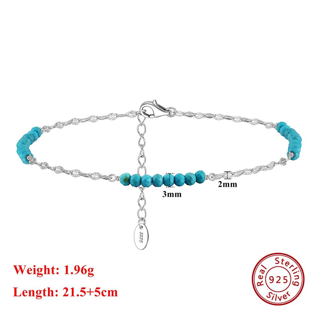 

Effie Queen Charming 925 Sterling Silver 3mm Turquoise Anklet Butterfly Link Chain Strand Fashion Item Summer Beach Chain SA85
