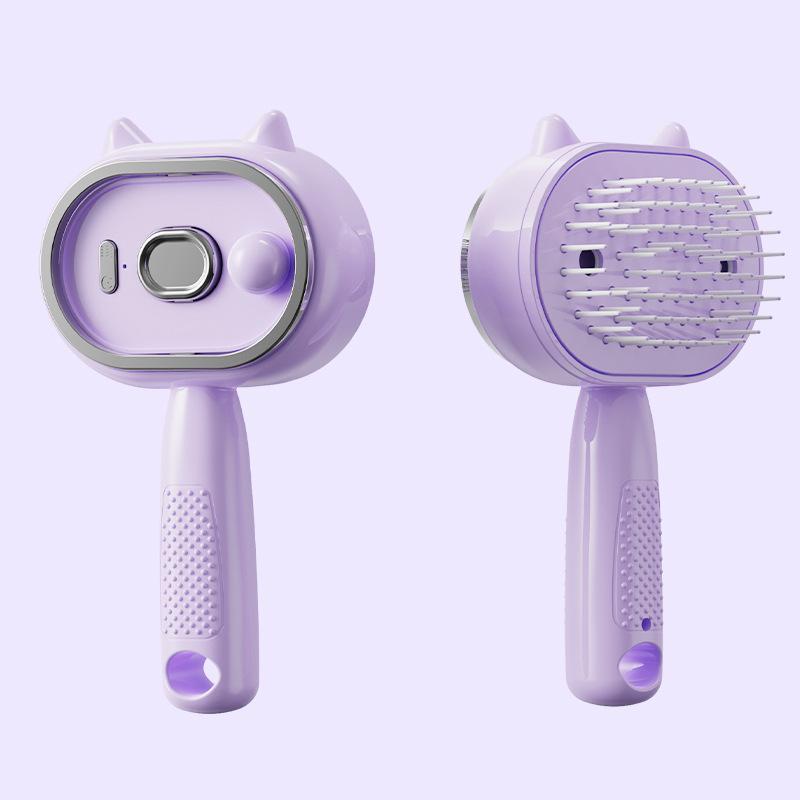 Electric Steam Hair Straightener Comb USB C Charging Hydrating Spray Smoothing Styling Comb No Hair Damage for Daily Use фиолетовый