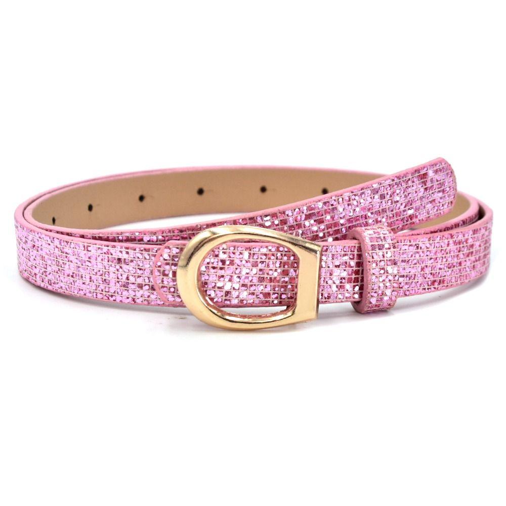 Bling Bling Sparkling Rhinestone Belt Glitter Luxury Brand Design PU Leather Belt Versatile Vintage Trendy Waistband
