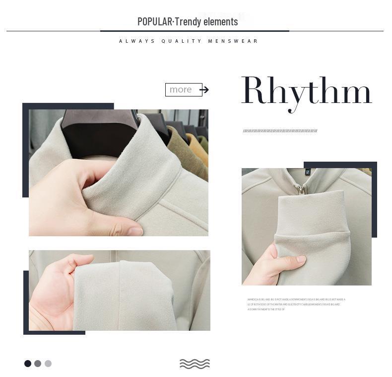 Men's Double-Sided Fleece Half-Zip Hoodie, Stand Collar, Solid Color, Autumn/Winter Fashion, Casual & Warm Top.