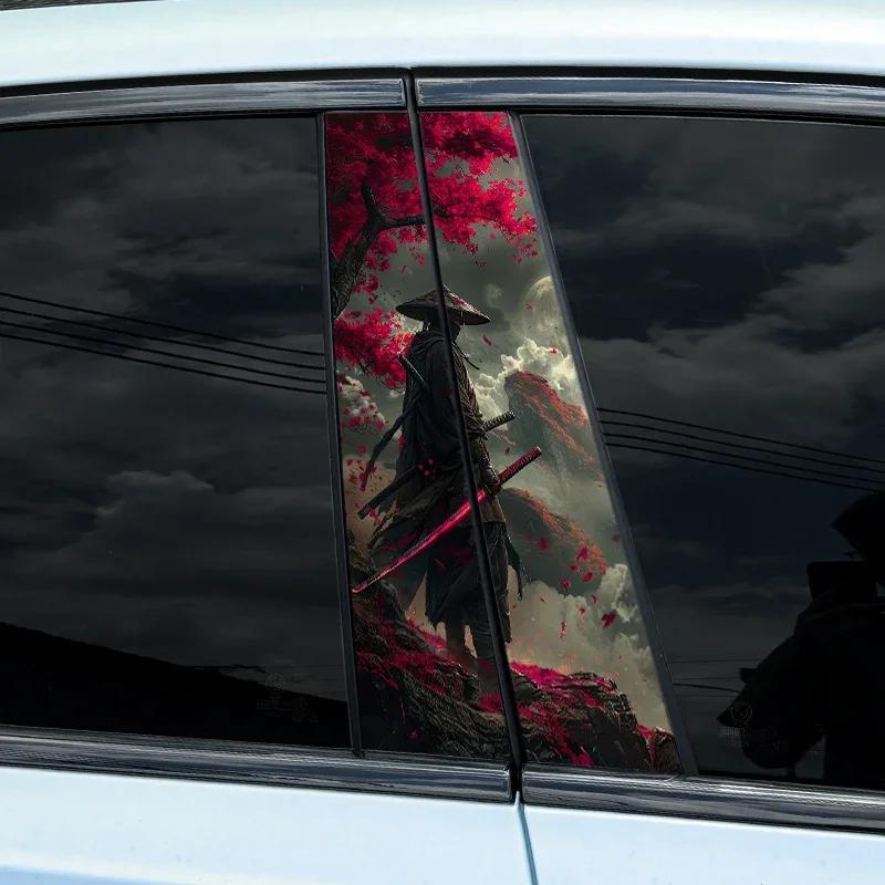 2PCS JDM Samurai Car Stickers Auto B Pillar Waterproof Center Column Decoration Cover Scratches DIY Car Doors Pillar Decals
