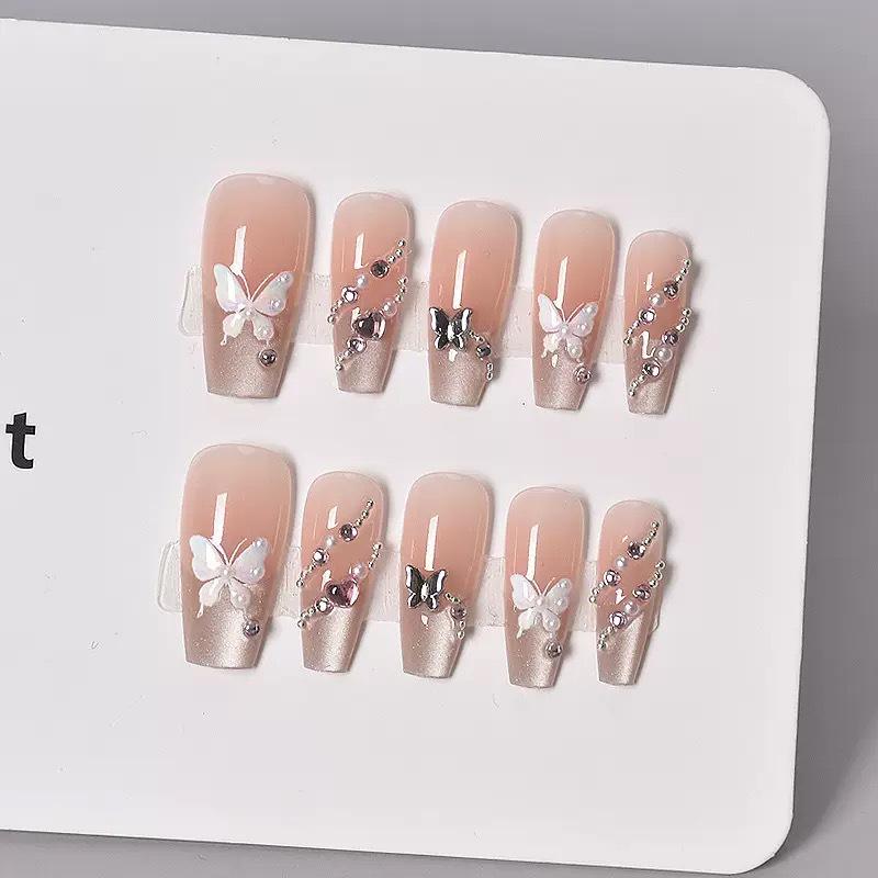 Mirror Moon Butterfly Ice Crystal Cat Eye Designer Nail Stickers – Handmade Luxury Style