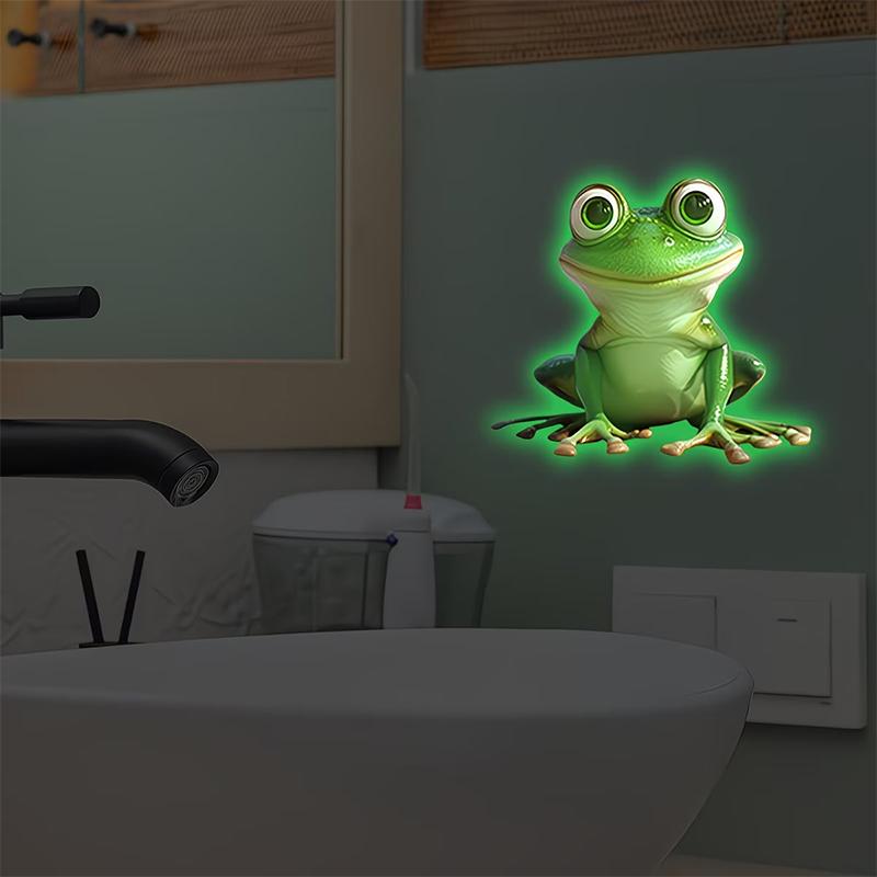 Glow-In-The-Dark Toilet Sticker Frog Bathroom Wall Sticker Luminous Switch And Outlet Decal Self-Adhesive Removable Home Decor