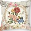 Retro American Plant Floral Print Linen Pillow Case Living Room Sofa Car Pillow Cushion