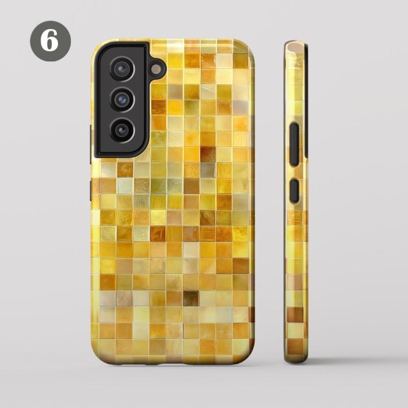 Hybrid Double-layer Phonecase Glass Mosaic Tile Phone Case for Samsung Galaxy S26 S25 Ultra S24 FE S23  Plus 5G Hard Shell