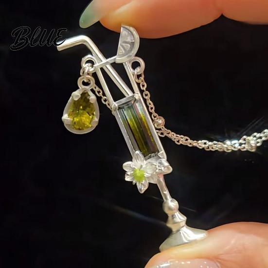Everyday Wear Necklace Women Cocktail Glass Shape Charm with Beautiful