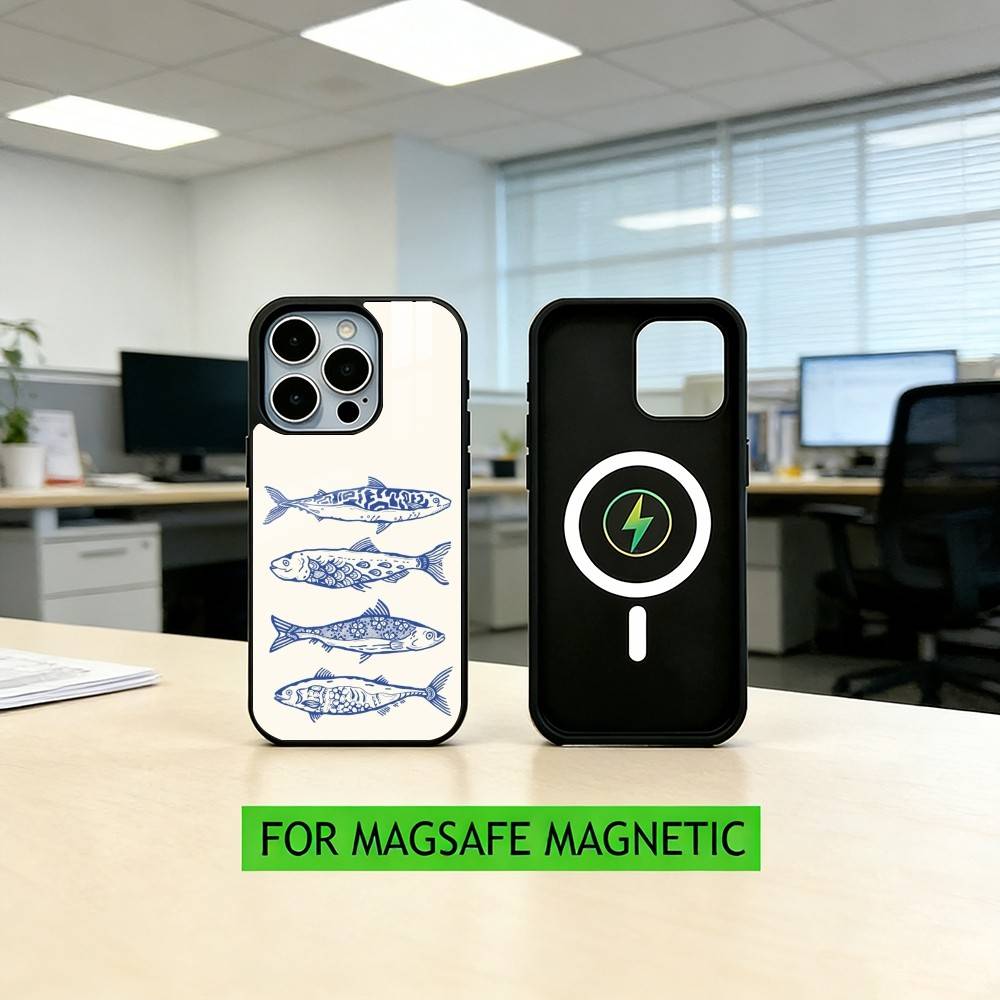 S-Sardines F-Fish Art Phone Case For iPhone17,16,15,14,13,12,11 Plus,Pro Magnetic For Magsafe Wireless Charging