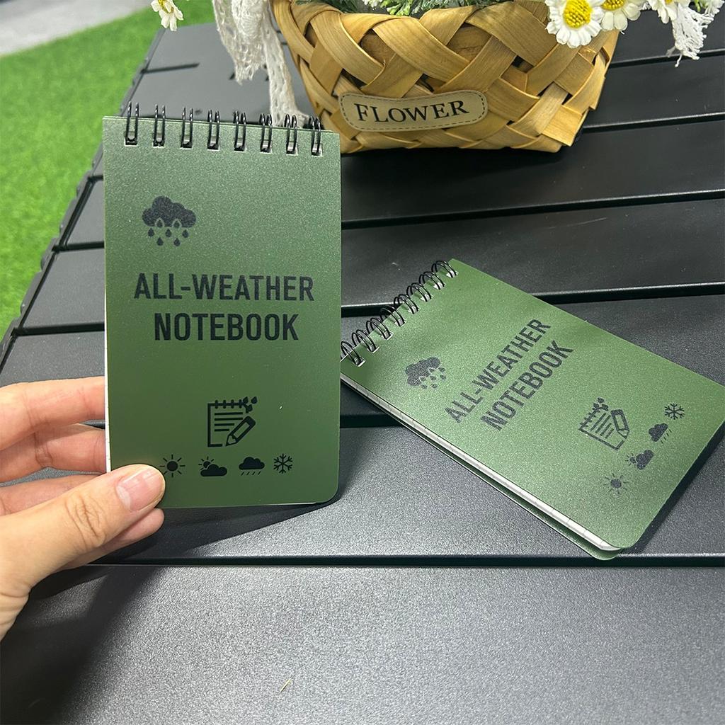 Notebooks, 3 x 5" Green Notepad Write in the Rain Pocket Notebook All-Weather Spiral Memo Paper Notepad pad Green Note book.