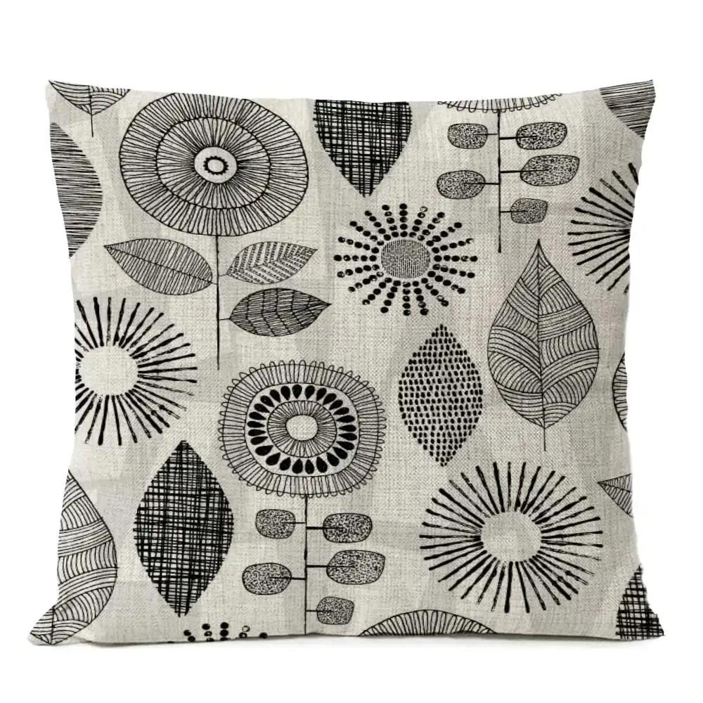 Home Decorative Throw Pillow Rustic Geometric Floral Pillow Cover Multicolor Flower Pillow Case Sofa Cushions 4545cm