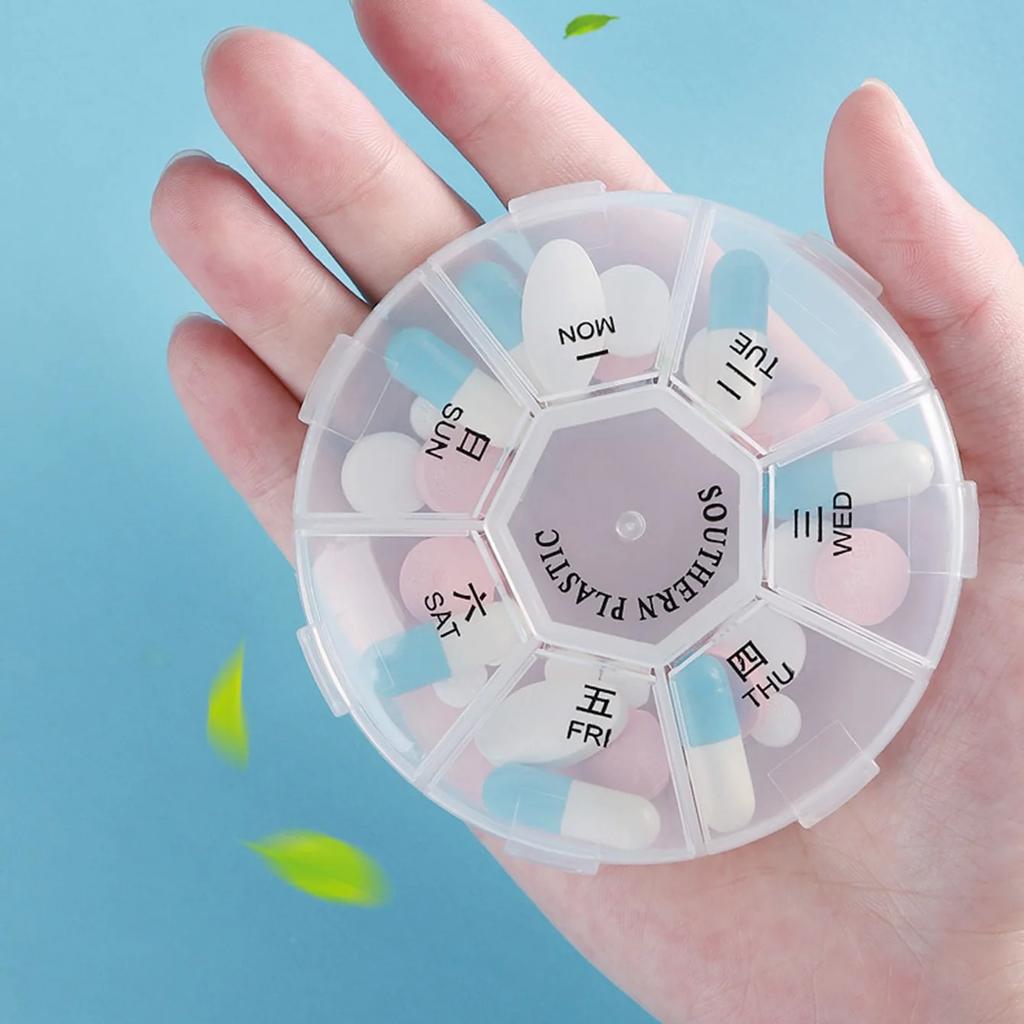 Pill Box Transparent Sealed 8 Grid Pill Container Storage Bag Health Medicine Travel Divider 7 Days Storage Bag Travel Pill Box