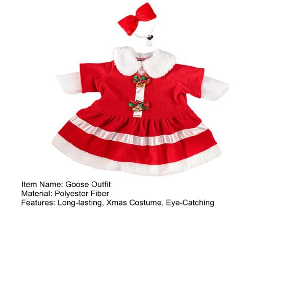 Christmas Goose Outfit Santa Claus Goose Costume Porch Goose Xmas Clothes for 23" Cement or Plastic Geese Lawn Garden Decor