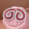Luxury  Silver Color Inlaid Pink Cubic Zirconia Dangle Earrings for Women Delicate Engagement Wedding Earrings Jewelry