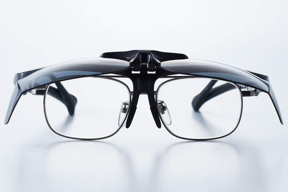 Large Glasses Polarized Smoke Flip-up Overglasses, Compatible, Lenses,