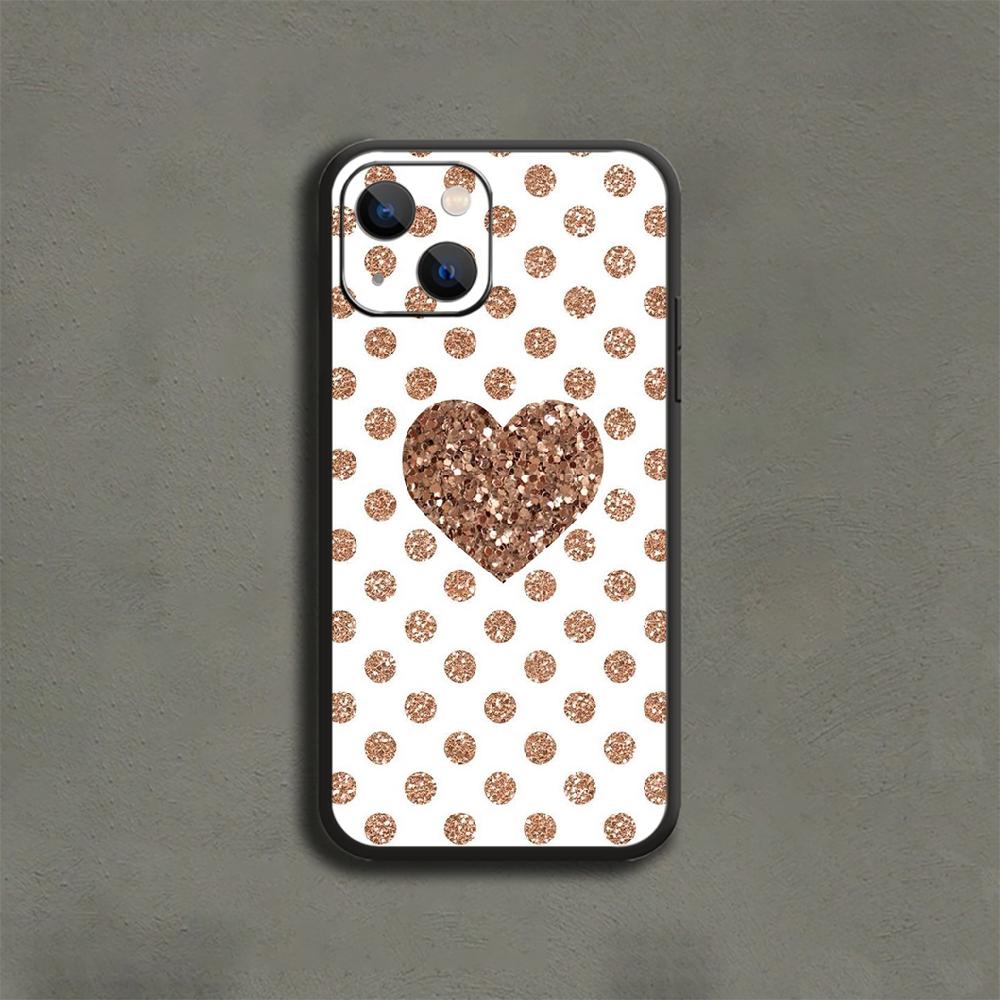Gold Pink Glitter Heart Phone Case For iPhone Samsung Galaxy Redmi Xiaomi Oppo OnePlus Note S A 7 8 9 10 11 12 13 14 20 21 22 23 53 54 Pro Max Ultra