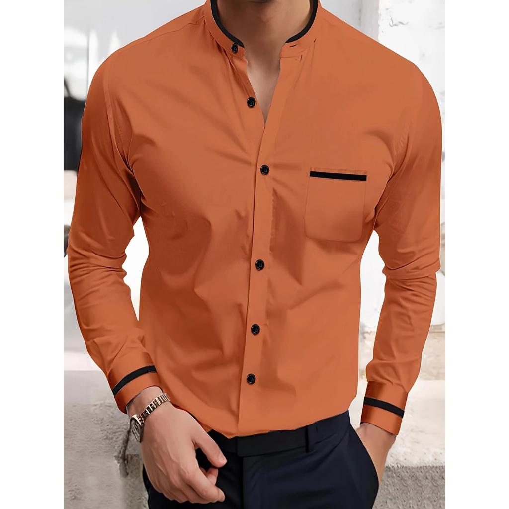 Men's Long-sleeved Solid Color High-end Shirt, Loose And Versatile Shirt For Men