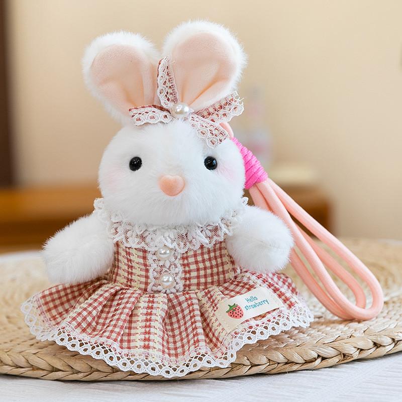 Plush Bunny Keychain With Short Plush Fabric For Girls Gift And Backpack Decor