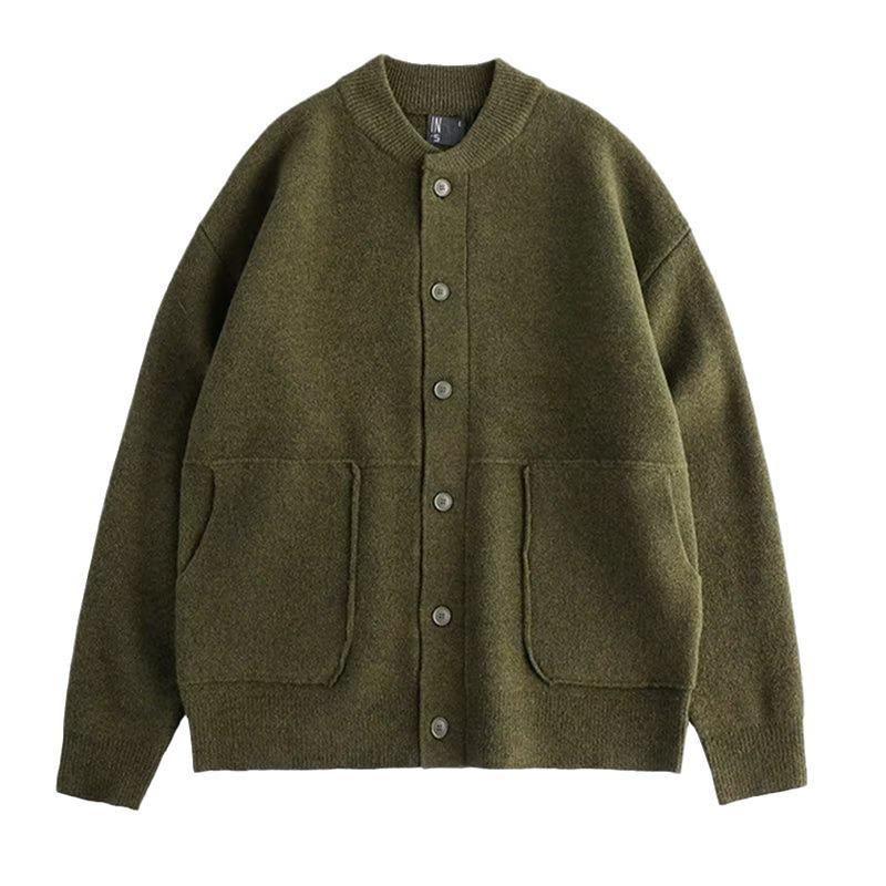 Boys' Korean Style Versatile Knit Cardigan - Pure Color Autumn/Winter Fashion