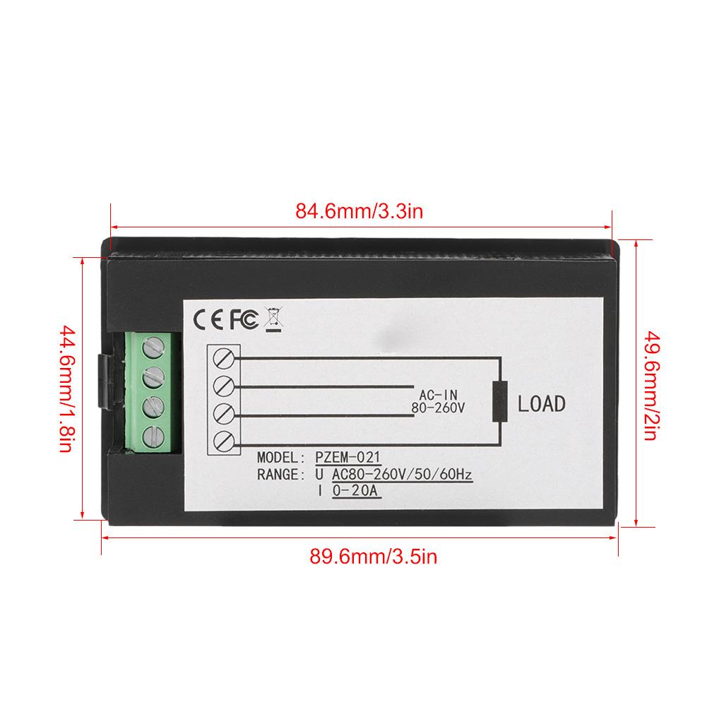 Digital LCD Voltmeter PEACEFAIR PZEM-021 LCD Display Digital AC Voltage Current Power Energy Meter 20A AC80-260V Current Meter