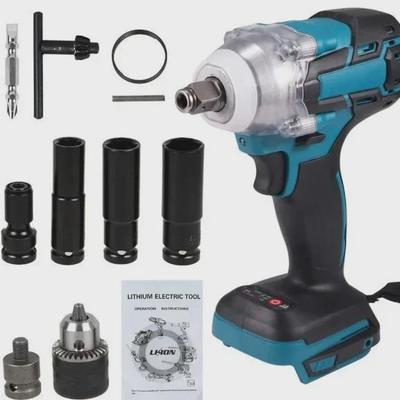 Juego de Llave de Impacto Eléctrica de Alta Potencia de 5 Piezas: Herramientas de Alto Par para Carpintería y Reparación Automotriz, Llave de Impacto y Atornillador Recargables de Iones de Litio