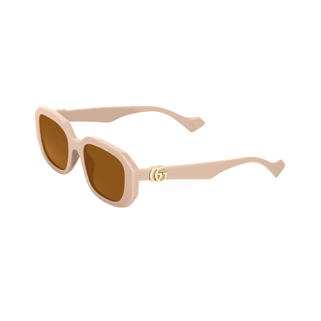 Gucci Gucci Logo Temples Acetate Irregular Sunglasses Women's Brown