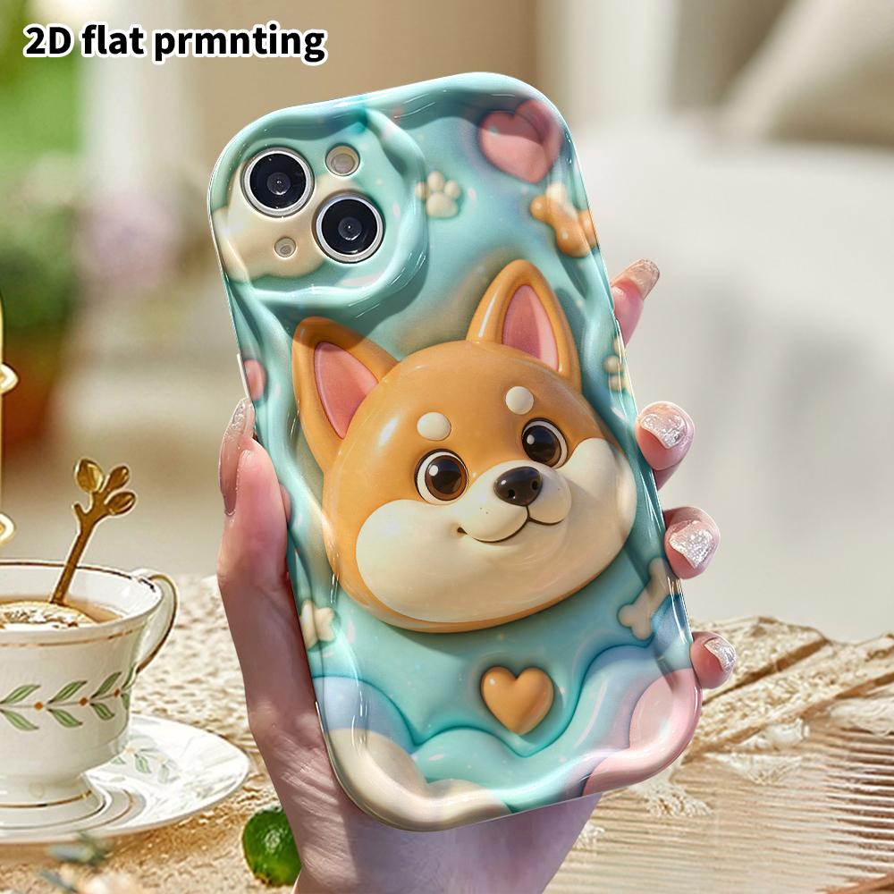 Phone case: 2D flat design suitable for iPhone 18 17 16 15 14 13 Pro protective case, Shiba Inu head, perfect Christmas and Halloween holiday gift